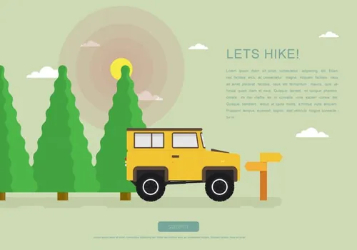 丛林陆地自驾旅行矢量插图Sapin Jungle Hiking With Landrover