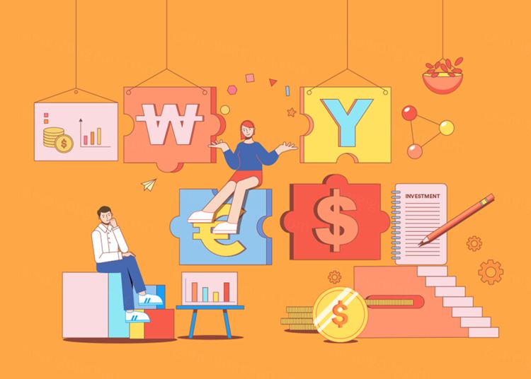 经济金融投资理财电子货币虚拟货币矢量插画素材