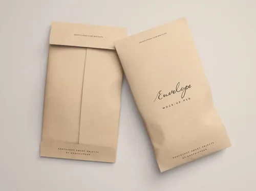信封设计效果图样机  Twin Envelope Packages Mockup