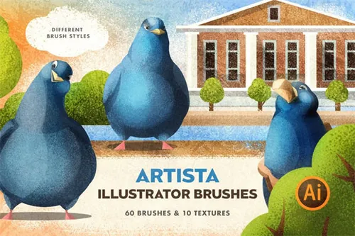 追波流行噪点插画画风喷雾AI笔刷素材 Artista Brushes