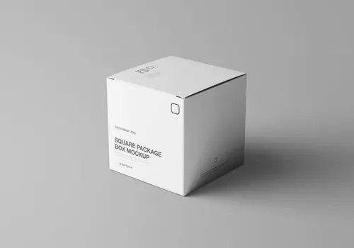 正方形盒子样机VI纸盒产品包装模型PSD模板 Square Package Box Mockup
