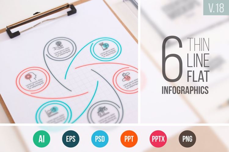 ppt素材信息图表 Linear elements for infographic