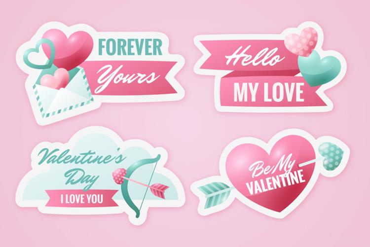 粉色渐变情人节七夕三八妇女节爱情主题宣传单横幅海报EPS矢量