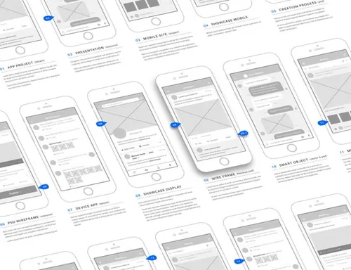 线框移动端应用程序APP展示PSD模板Psd Wireframe App Mockup
