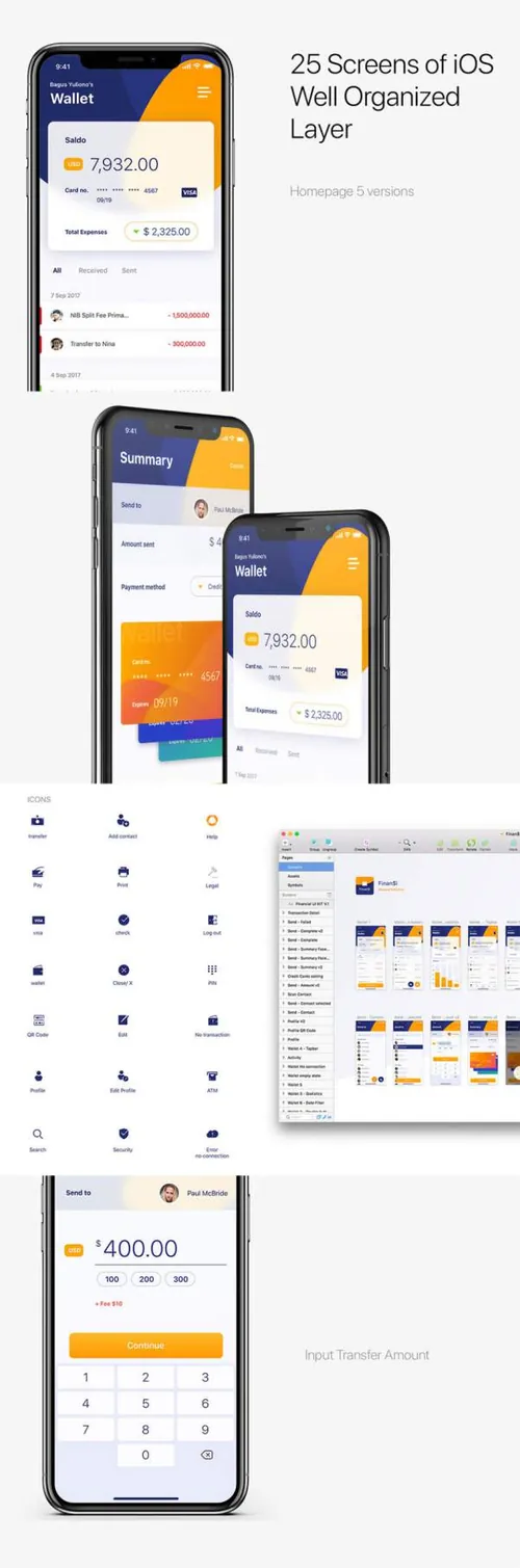 高端的国外支付类APP UI KITS下载[sketch]