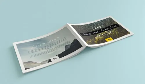 书籍画册模型PSD贴图模板Horizontal A5 Brochure Mockup Bundle