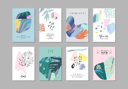 热带风格创意花卉艺术海报节日邀请函画册宣传册封面矢量设计素材Creative art posters