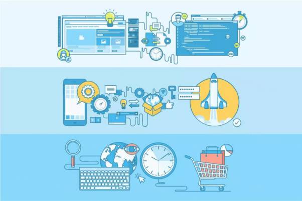 线性设计风格矢量概念插画Banner设计模板