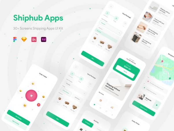 清爽的家具物流快递移动UI界面素材 Shiphub - Shippin