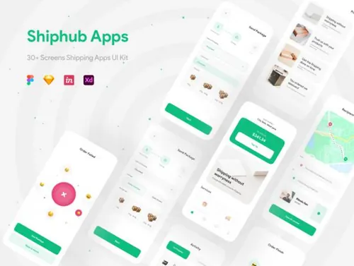 清爽的家具物流快递移动UI界面素材 Shiphub - Shippin