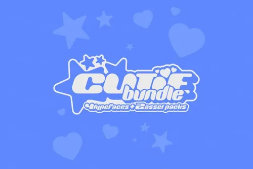 潮流Y2K千禧年复古可爱英文装饰字体合集包 Cutie Bu