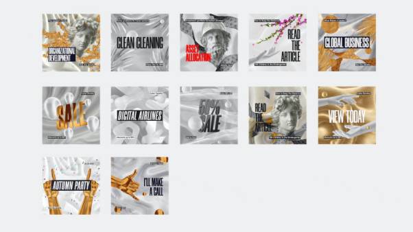 金色社交广告模板（PSD）