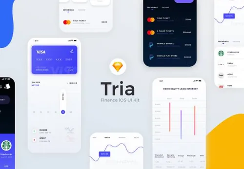 金融投资管理服务移动APP平台界面设计UI工具包 Tria Finance Ap