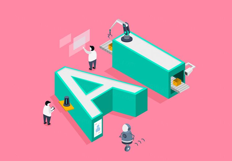 AI主题文字3D扁平化设计立体字人工智能ai矢量素材 ti367a9503