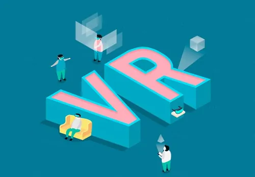 VR主题3D扁平化设计文字虚拟现实立体字全息图AI矢量素材 ti367a9504