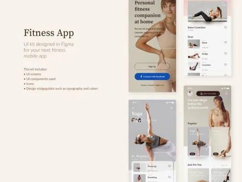 高逼格健身瑜伽运动APP程序UI界面素材 Fitness App Fi