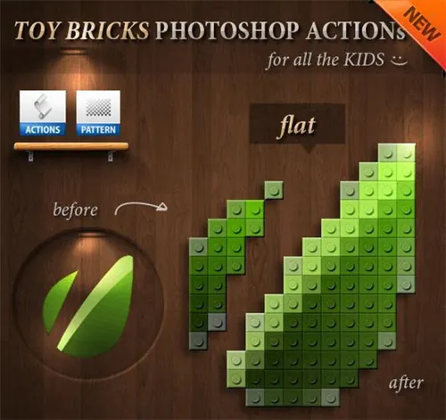 3D Toy Bricks Photoshop Actions
