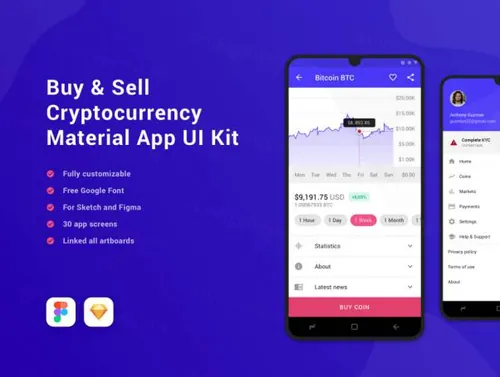 基于Material标准加密货币虚拟货币比特币交易素材 Cryptot