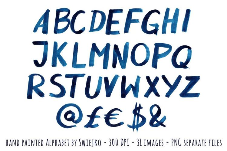 Watercolor Indigo Alphabet