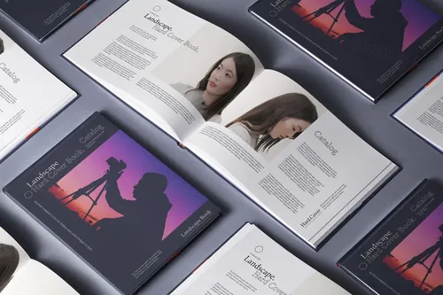 精装格式的非常高质量的PSD风景书样机 Landscape Psd Book Mockup