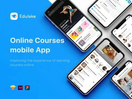 在线培训网络课堂移动APP应用UI界面素材 Edulake - Onl