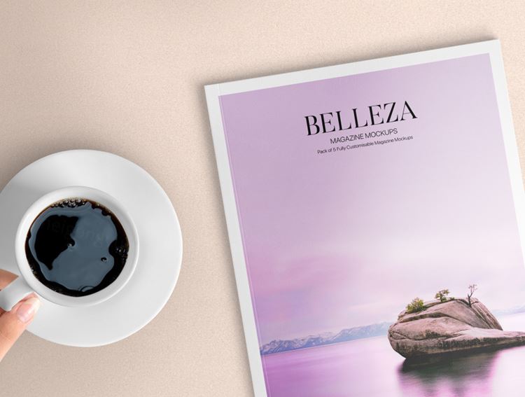 逼真的场景A4杂志样机素材包