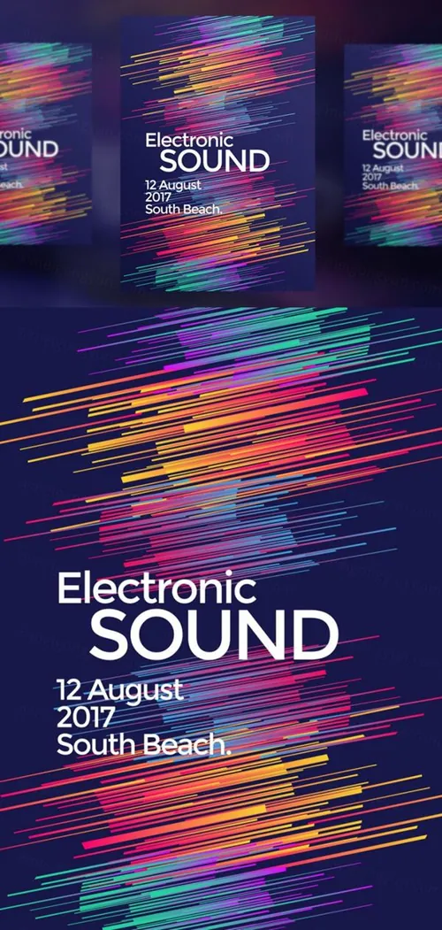 渐变抽象背景电音现代俱乐部聚会海报传单