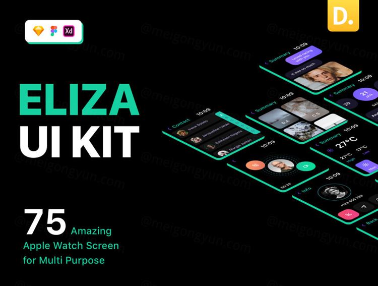 高质量运动智能手表UI界面设计模板素材 Eliza - Ap