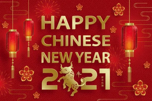 2021年中国新年牛年金色剪纸工艺风格贺卡传单海报模板素材