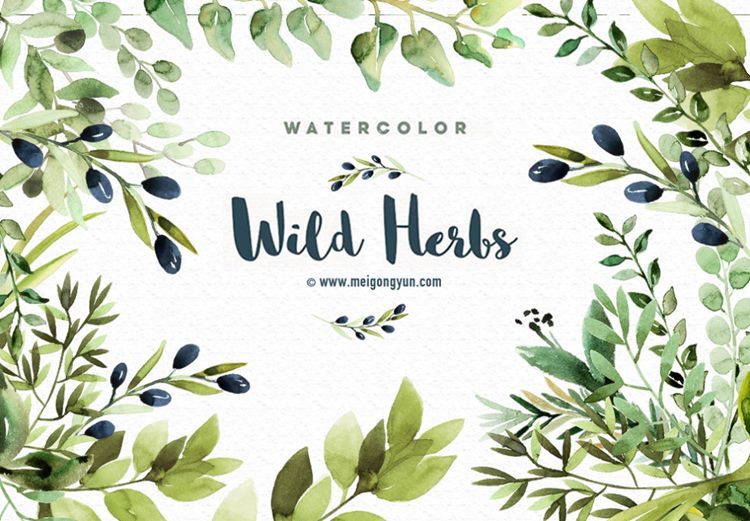 手绘清新树叶花环PNG免扣元素Fresh leaf rose