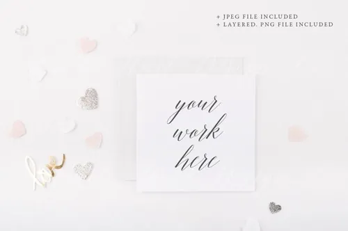 方框样机模型 Square card mock up  hearts