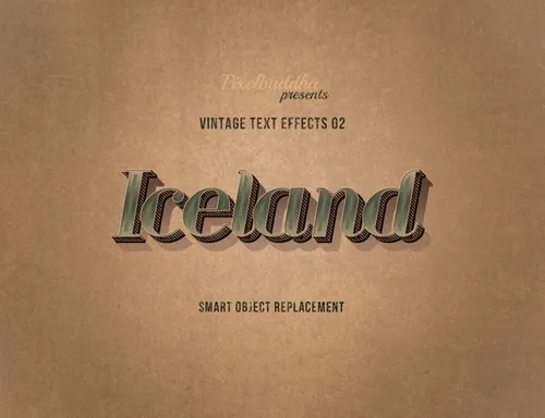 美式复古电影标题海报文本字体特效文字效果PSD模板 Vintage Text Effects