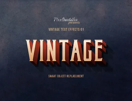 美式复古电影标题海报文本字体特效文字效果PSD模板 Vintage Text Effects