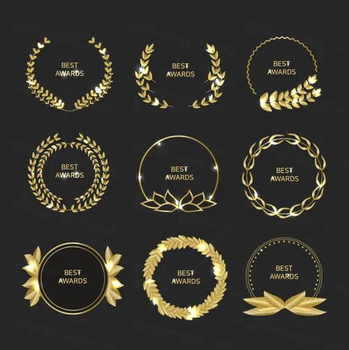 2020年度评选奖牌奖品称号桂冠王冠奖项金色矢量元素