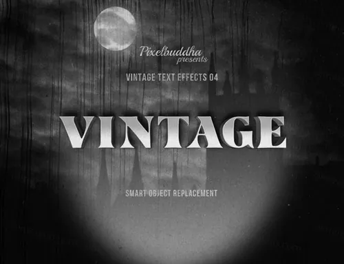 美式复古电影标题海报文本字体特效文字效果PSD模板 Vintage Text Effects