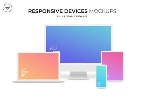 淡雅的扁平化样机devices mockups