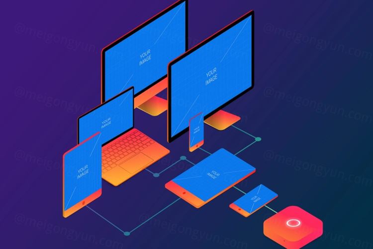 2.5D的响应式网页设计样机devices mockup