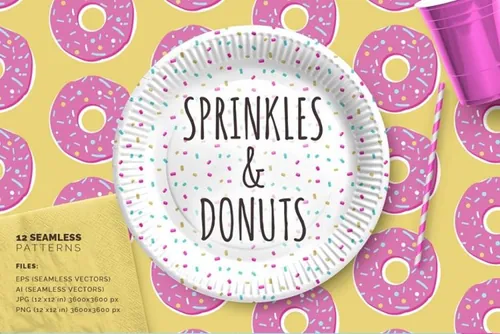 甜甜圈点状背景纹理素材 Sprinkles  Donuts