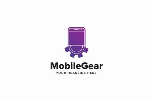 移动齿轮形状标志Log模板Mobile-Gear-Logo-Template