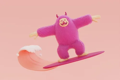 高质量三维渲染憨态可掬的卡通雪人Yeti高清背景图片素材