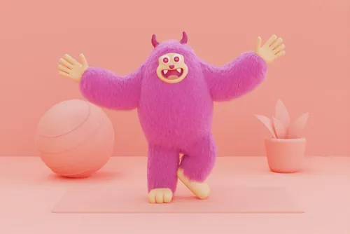 高质量三维渲染憨态可掬的卡通雪人Yeti高清背景图片素材