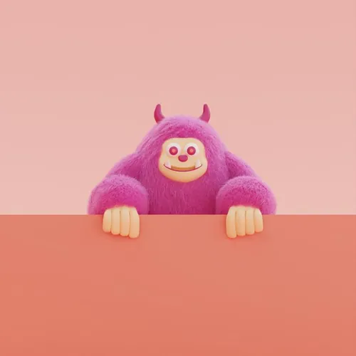 高质量三维渲染憨态可掬的卡通雪人Yeti高清背景图片素材