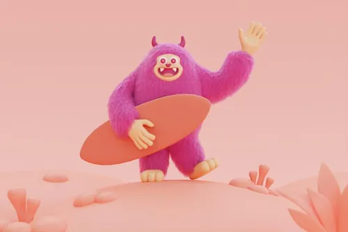 高质量三维渲染憨态可掬的卡通雪人Yeti高清背景图片素材