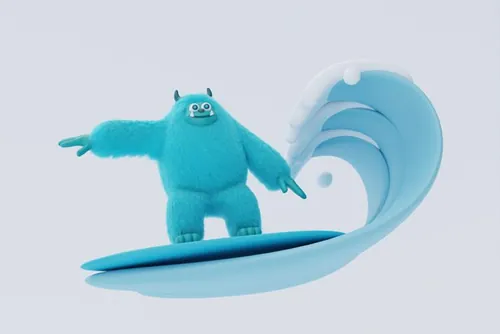 高质量三维渲染憨态可掬的卡通雪人Yeti高清背景图片素材