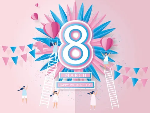 可爱的纸工艺38女王节情人节情侣矢量海报素材