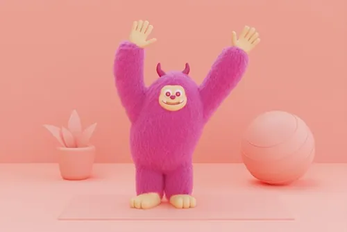 高质量三维渲染憨态可掬的卡通雪人Yeti高清背景图片素材