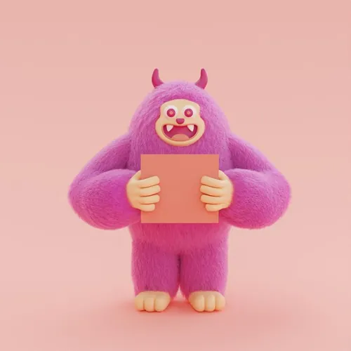 高质量三维渲染憨态可掬的卡通雪人Yeti高清背景图片素材