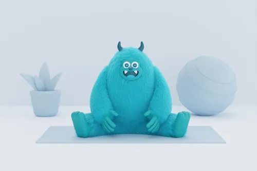 高质量三维渲染憨态可掬的卡通雪人Yeti高清背景图片素材