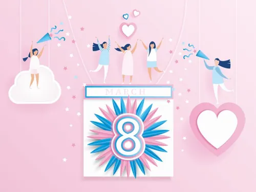 可爱的纸工艺38女王节情人节情侣矢量海报素材