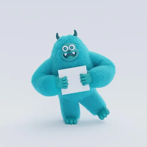 高质量三维渲染憨态可掬的卡通雪人Yeti高清背景图片素材